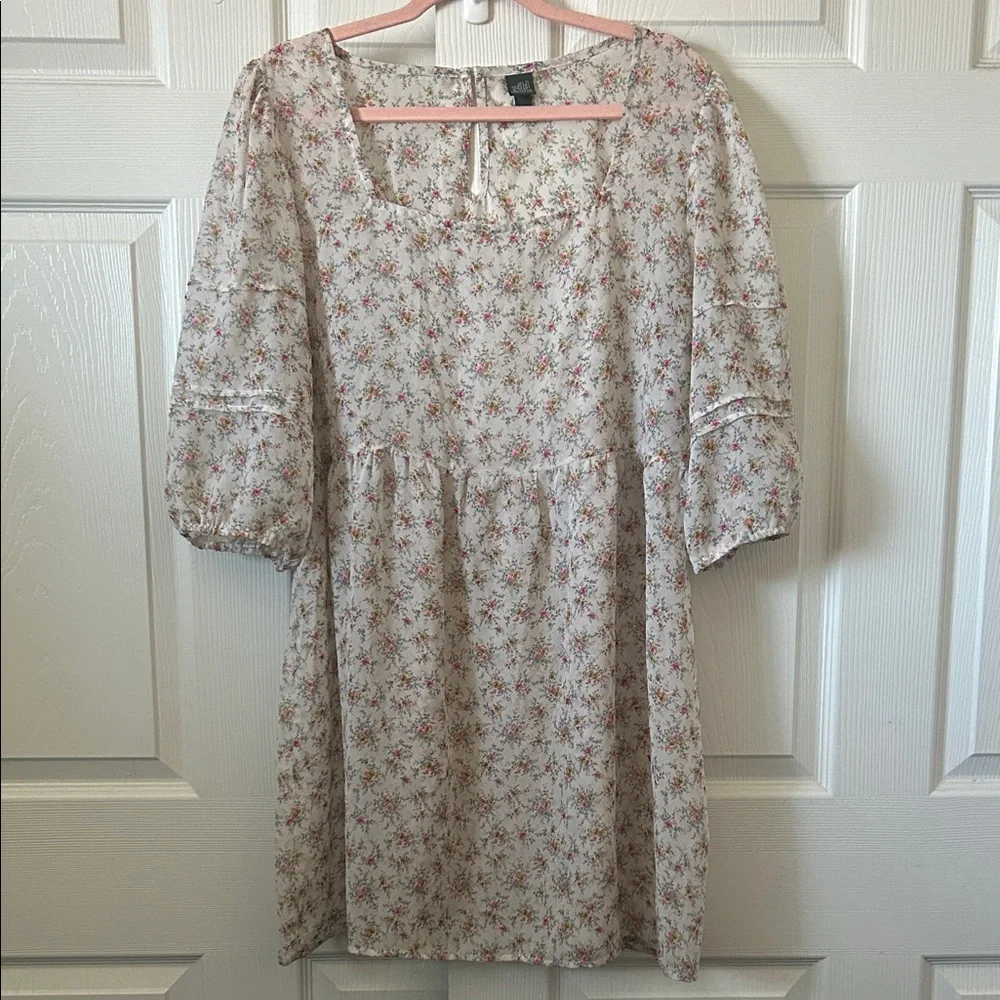 Wild Fable Floral Mini Dress - Cream and Pink XXL - Picture 1 of 5